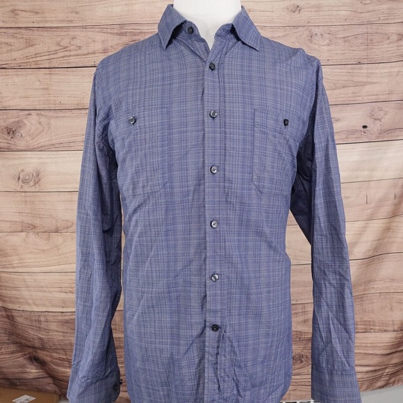 PRONTO UOMO BLUE PLAID LONG SLEEVE BUTTON DOWN SHIRT MENS SIZE XL - Picture 3 of 7